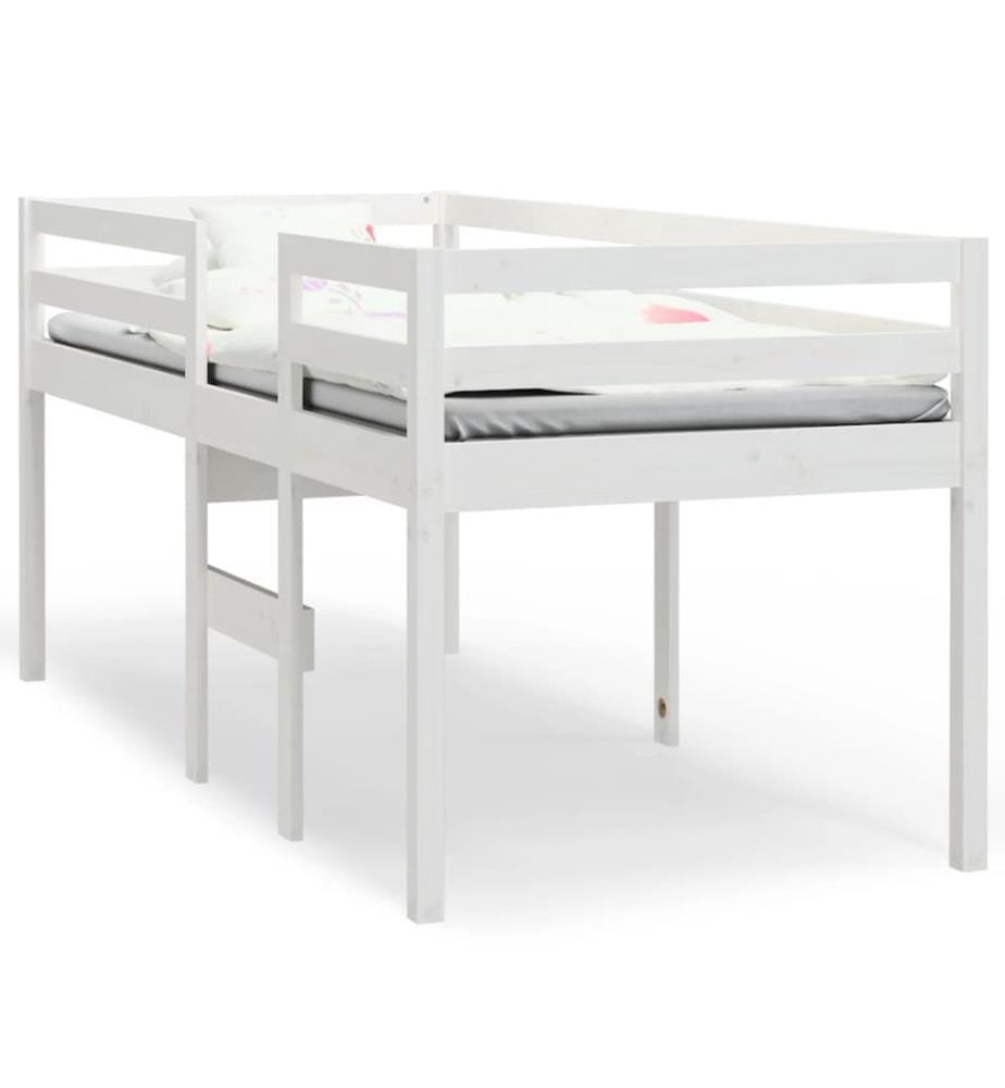 Hochbett Weiss 90x200 cm Massivholz Kiefer