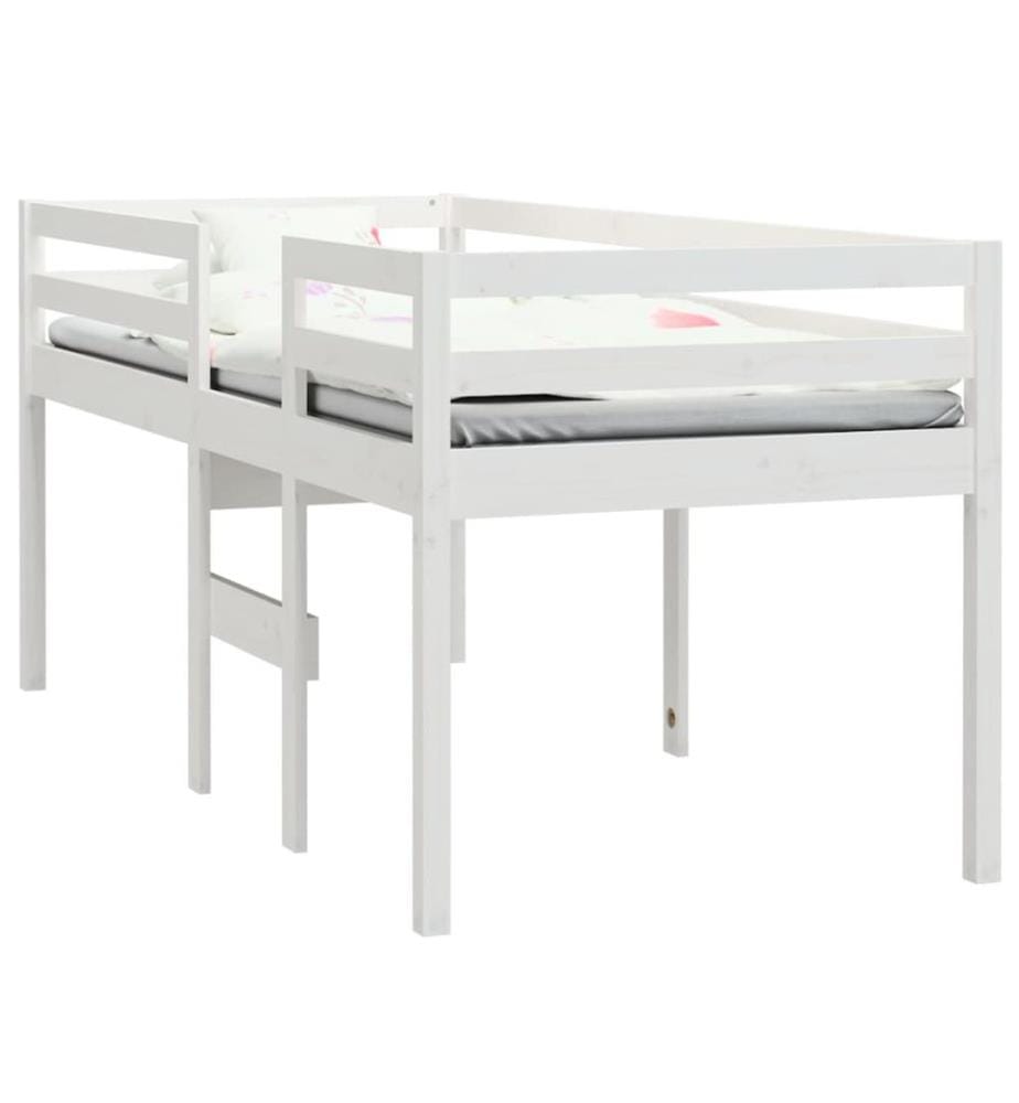 Hochbett Weiss 90x200 cm Massivholz Kiefer