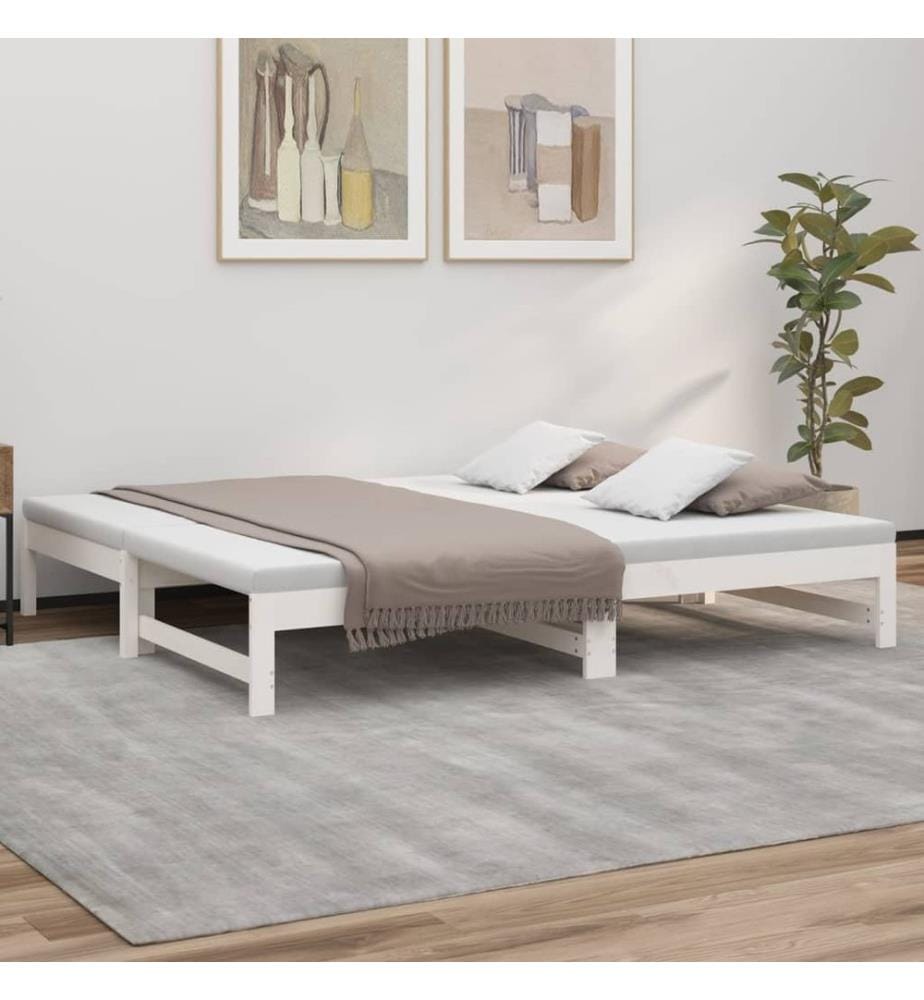 Lit coulissant sans matelas blanc 2x(75x190) cm