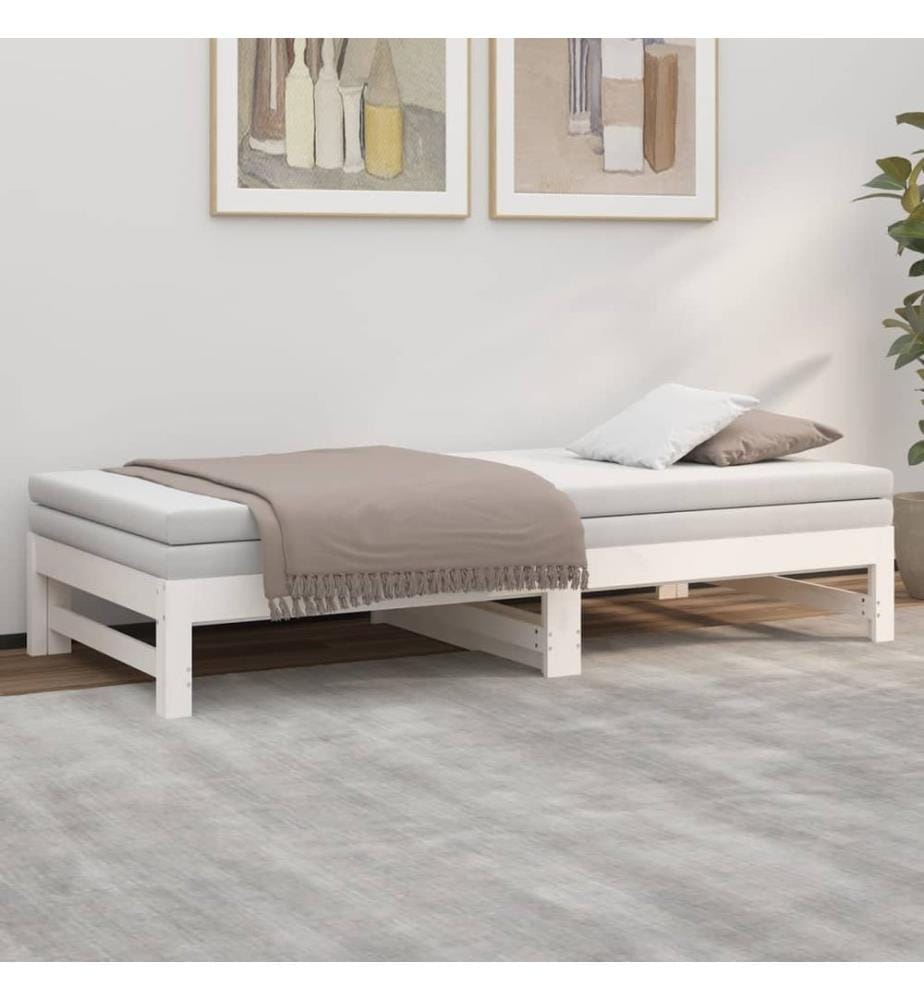 Lit coulissant sans matelas blanc 2x(75x190) cm