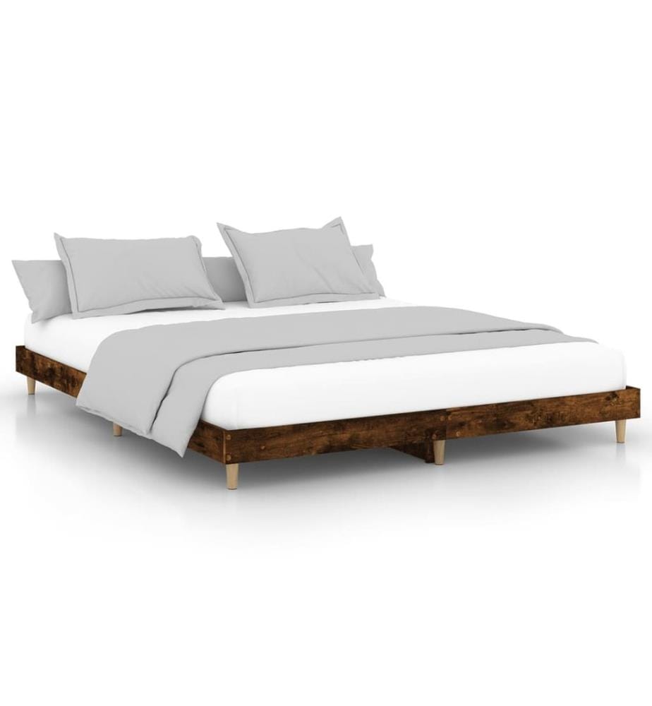 Cadre de lit sans matelas chêne fumé 140x200 cm bois ingénierie
