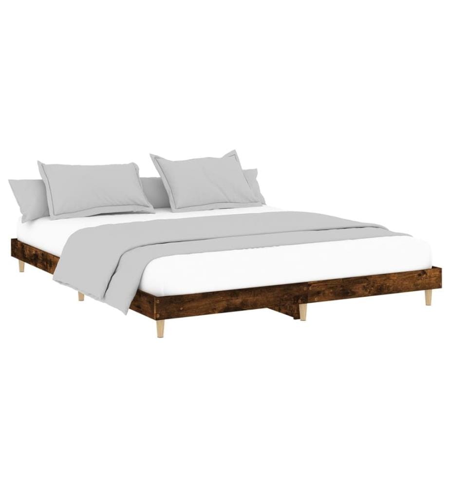 Cadre de lit sans matelas chêne fumé 140x200 cm bois ingénierie