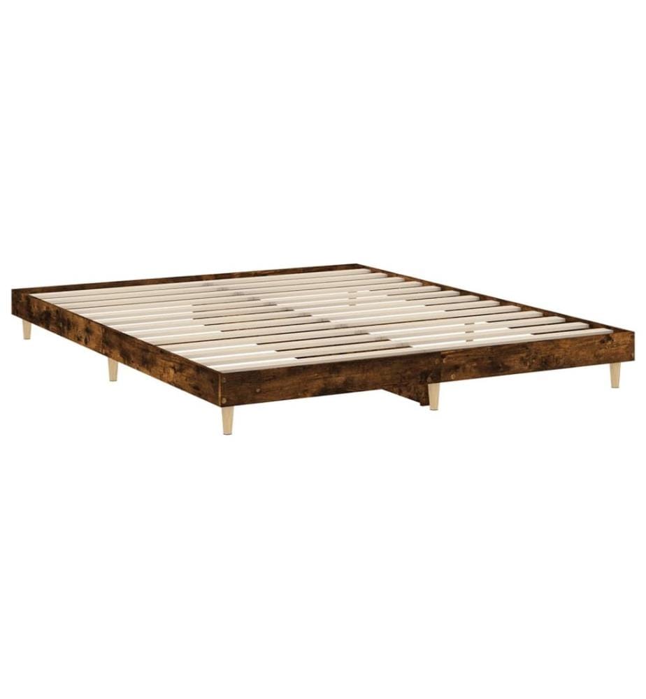 Cadre de lit sans matelas chêne fumé 140x200 cm bois ingénierie