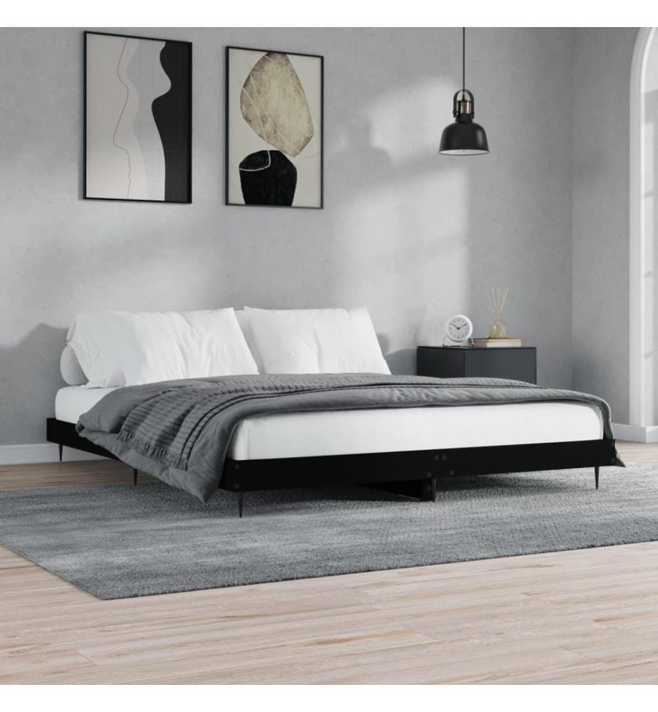 Bettgestell Schwarz 200x200 cm Holzwerkstoff