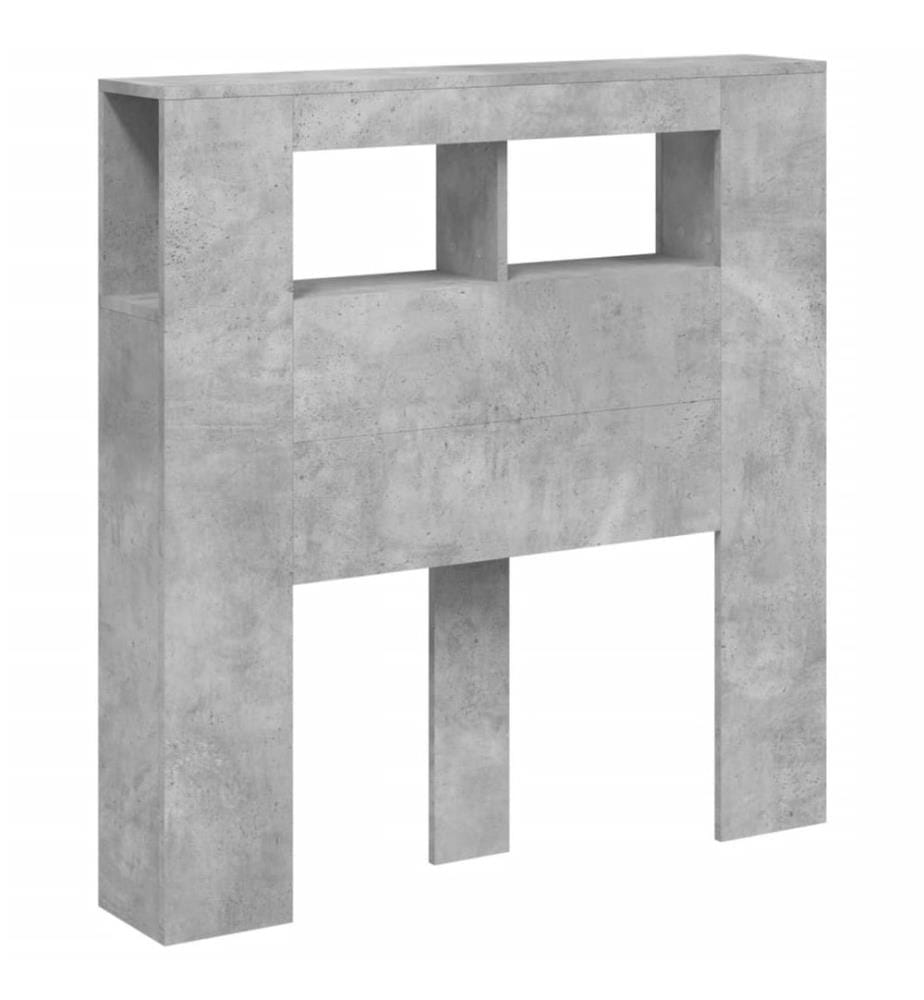 Tête de lit à LED gris béton 100x18,5x103,5cm bois d'ingénierie