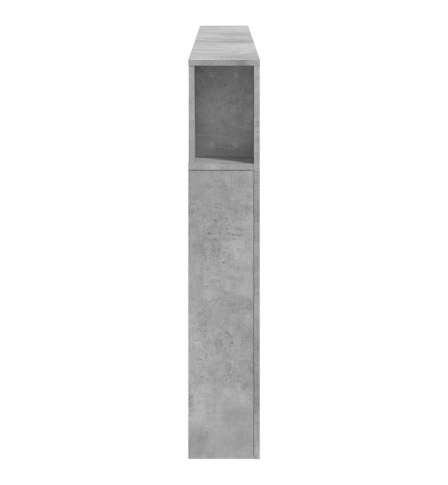 Tête de lit à LED gris béton 200x18,5x103,5cm bois d'ingénierie