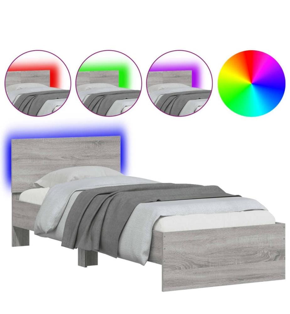 Cadre de lit sans matelas avec lumières LED 75x190 cm