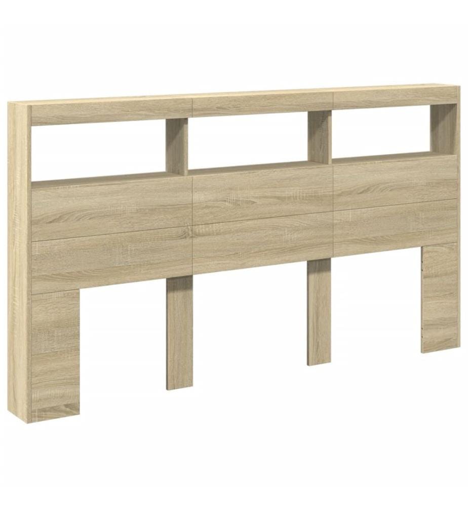 LED-Kopfteil mit Ablagen Sonoma-Eiche 180x17x102 cm