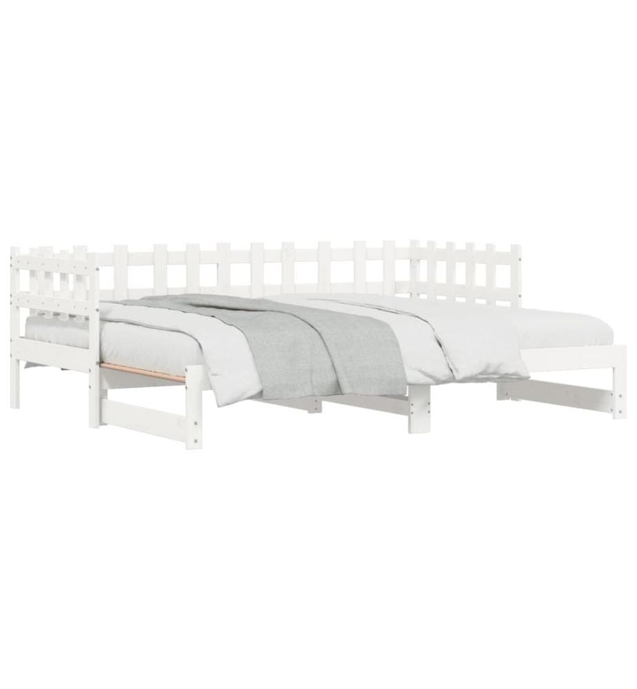Lit coulissant sans matelas blanc 2x(80x200) cm Bois massif