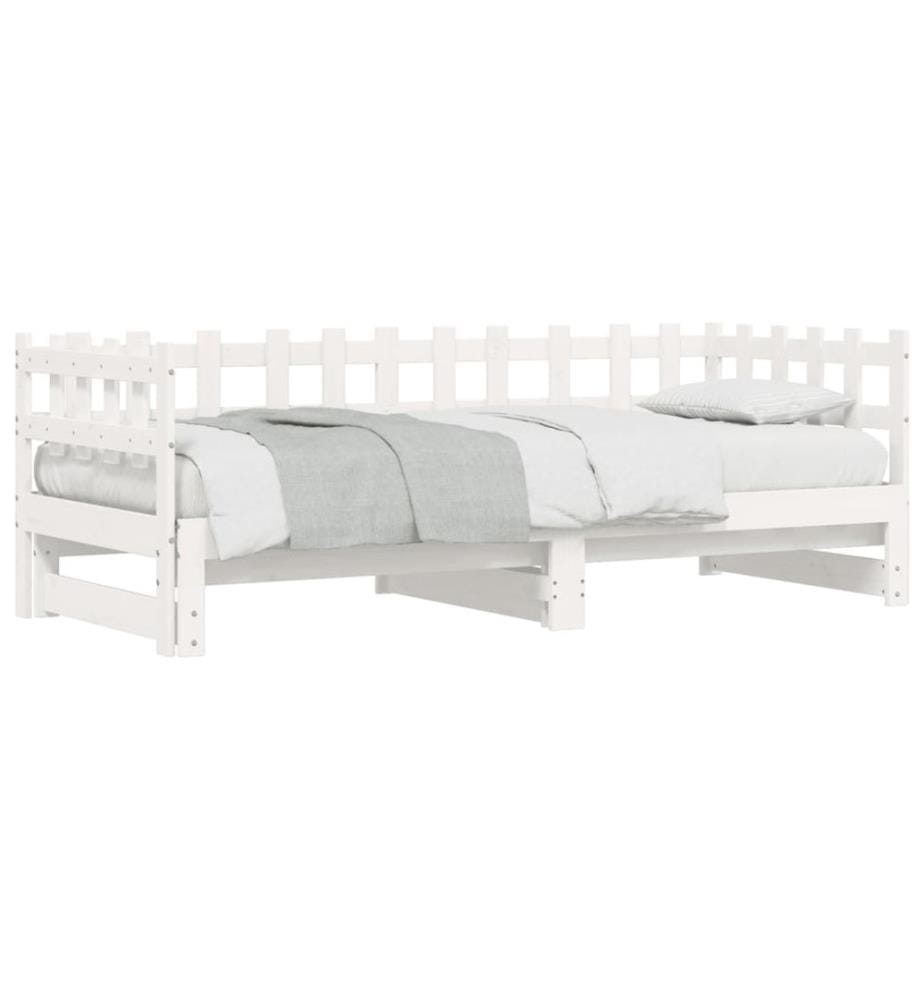 Lit coulissant sans matelas blanc 2x(80x200) cm Bois massif