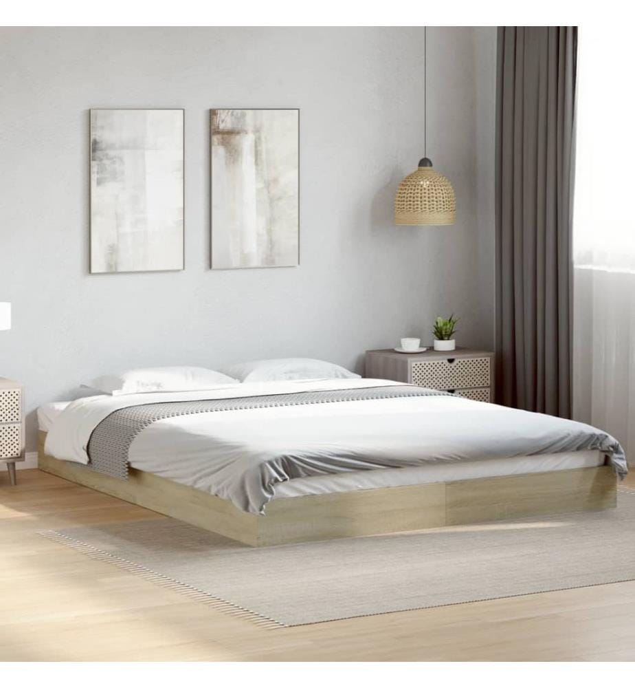 Cadre de lit sans matelas chêne sonoma 160x200 cm