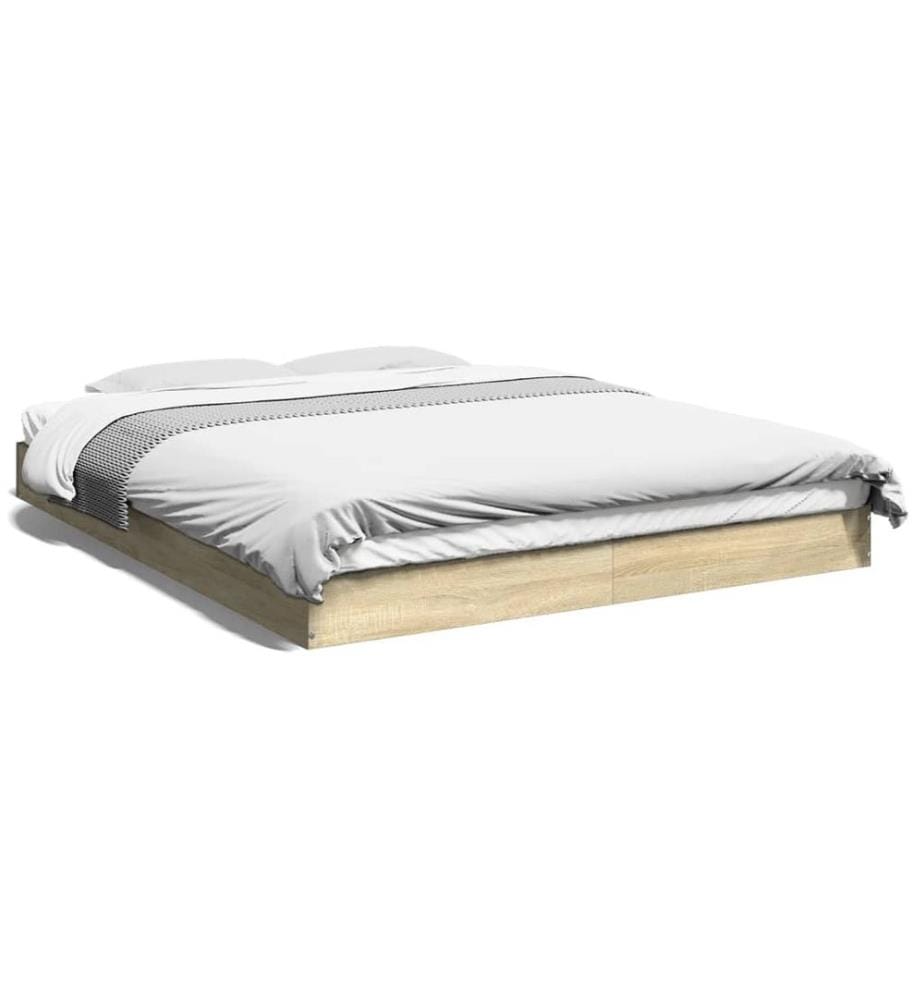 Cadre de lit sans matelas chêne sonoma 160x200 cm