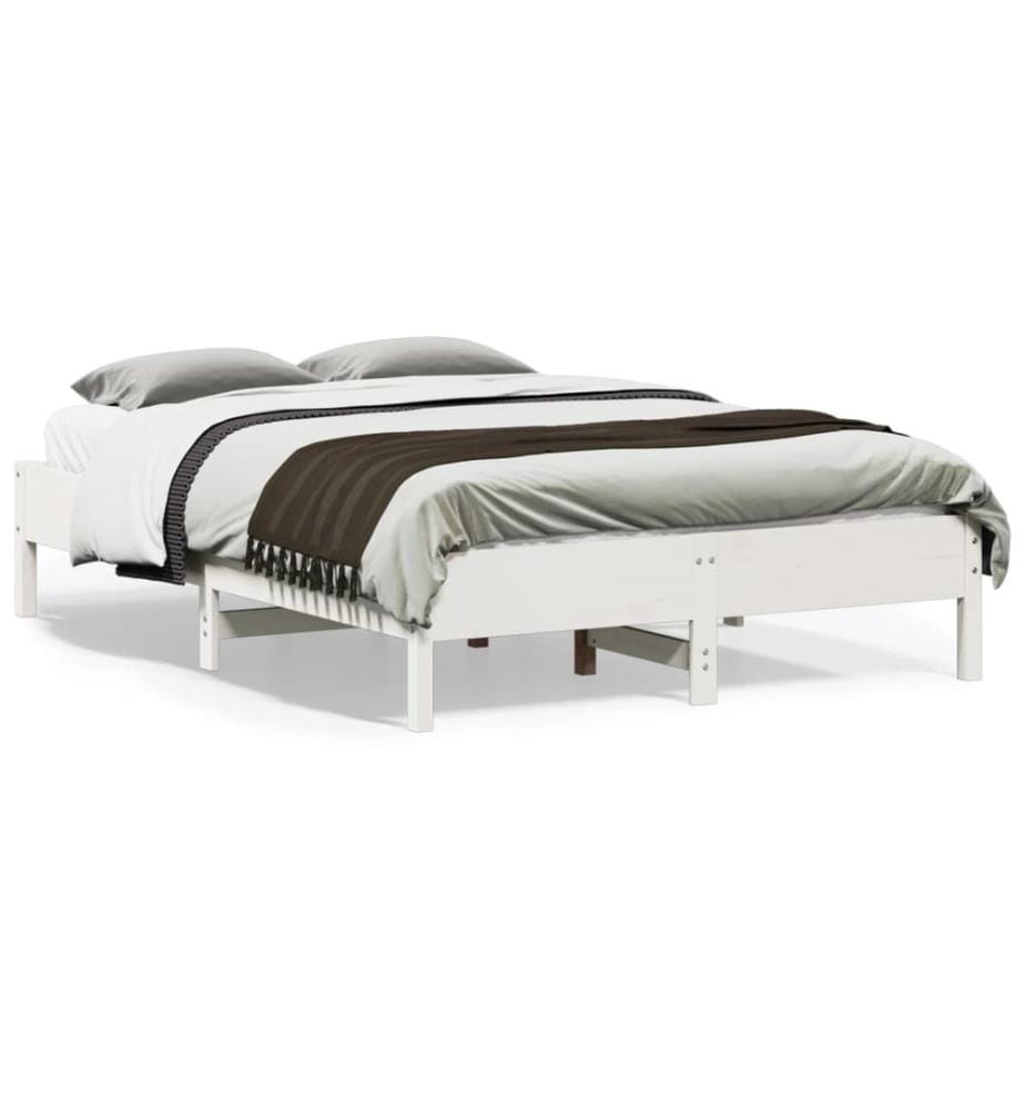 Cadre de lit sans matelas blanc 120x190 cm bois de pin massif