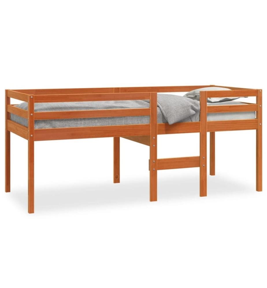 Lit haut sans matelas cire marron 90x190 cm bois massif