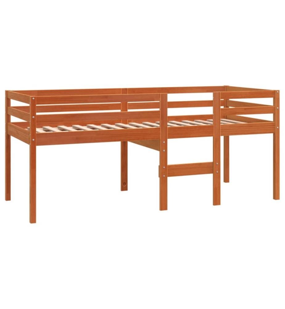Lit haut sans matelas cire marron 90x190 cm bois massif