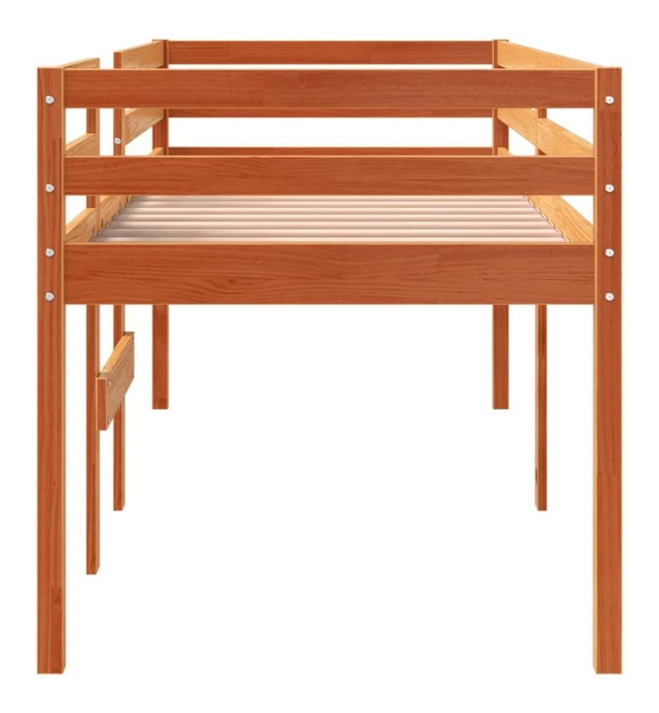 Lit haut sans matelas cire marron 90x190 cm bois massif