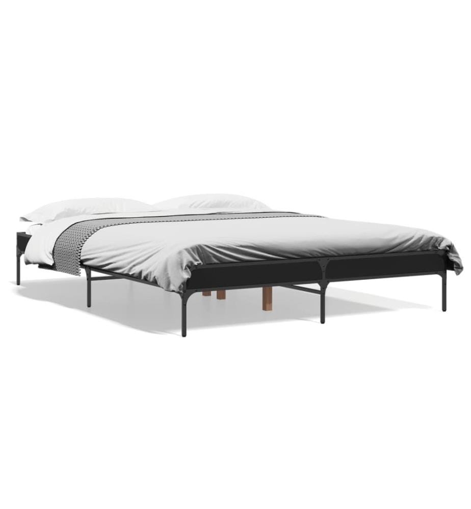 Bettgestell Schwarz 140x200 cm Holzwerkstoff und Metall