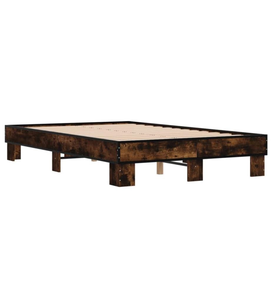 Bettgestell Räuchereiche 120x200 cm Holzwerkstoff und Metall