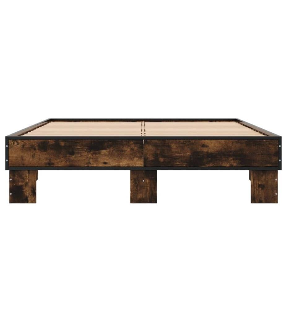 Bettgestell Räuchereiche 120x200 cm Holzwerkstoff und Metall