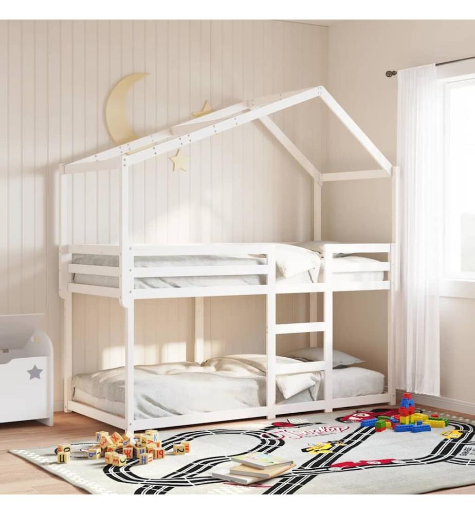 Dach für Kinderbett Weiss 213x95,5x144,5 cm Massivholz Kiefer