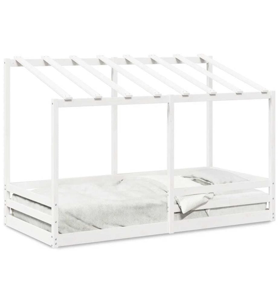 Kinderbett mit Dach Weiss 90x200 cm Massivholz Kiefer