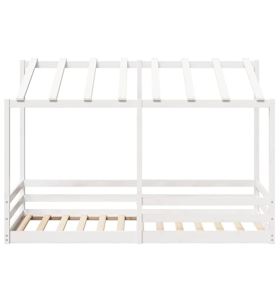 Kinderbett mit Dach Weiss 90x200 cm Massivholz Kiefer