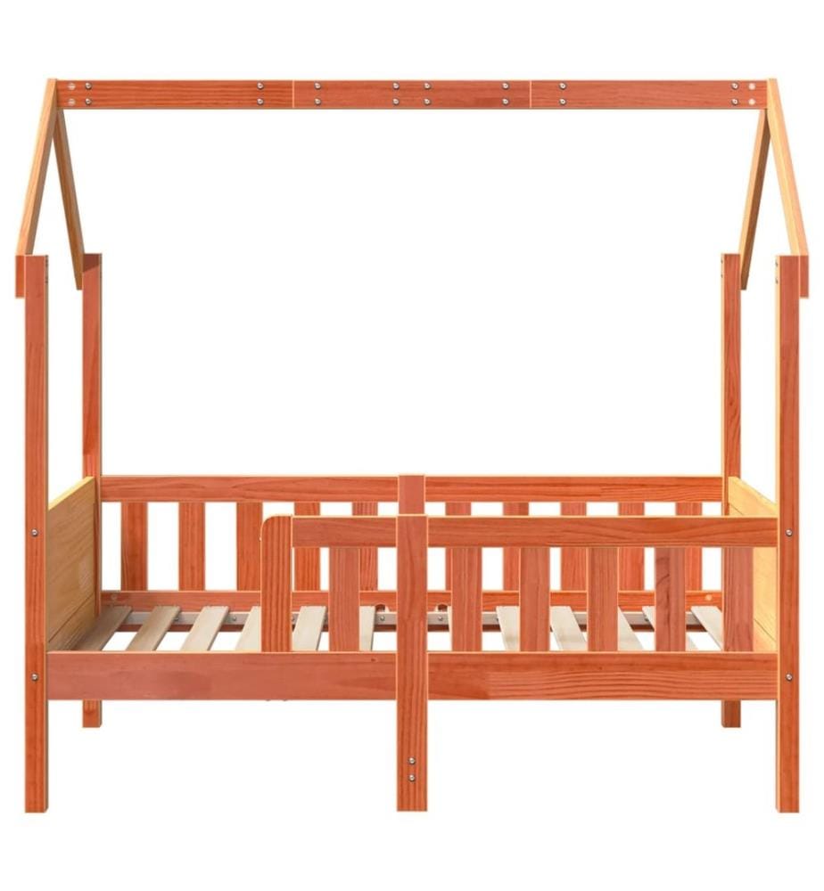 Kinderbett Hausbett Wachsbraun 80x160 cm Massivholz Kiefer
