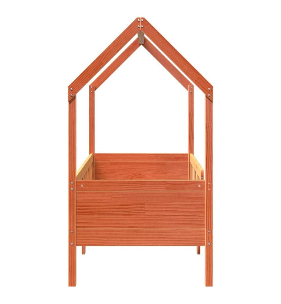 Kinderbett Hausbett Wachsbraun 80x160 cm Massivholz Kiefer