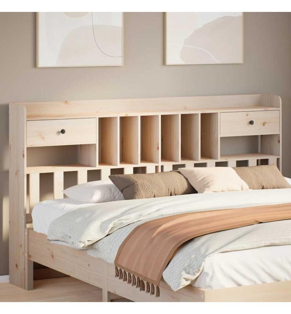 Tête de lit avec rangement 180 cm bois massif de pin