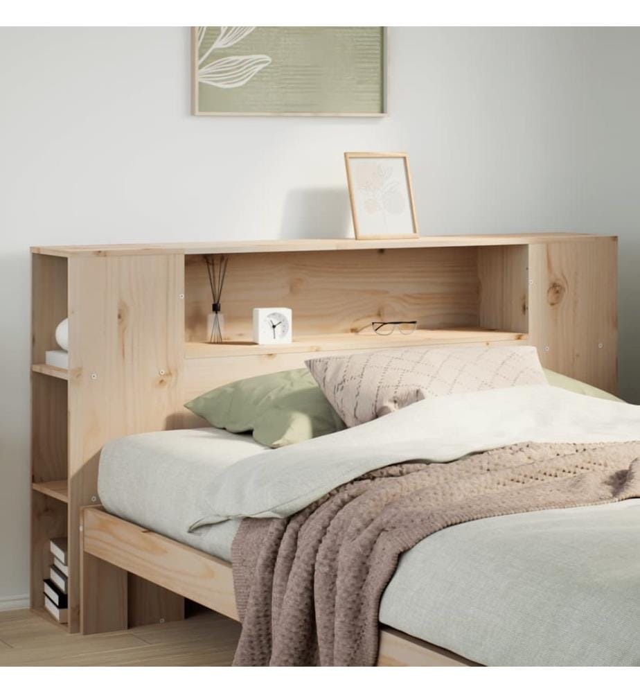 Tête de lit avec rangement 135 cm bois massif de pin