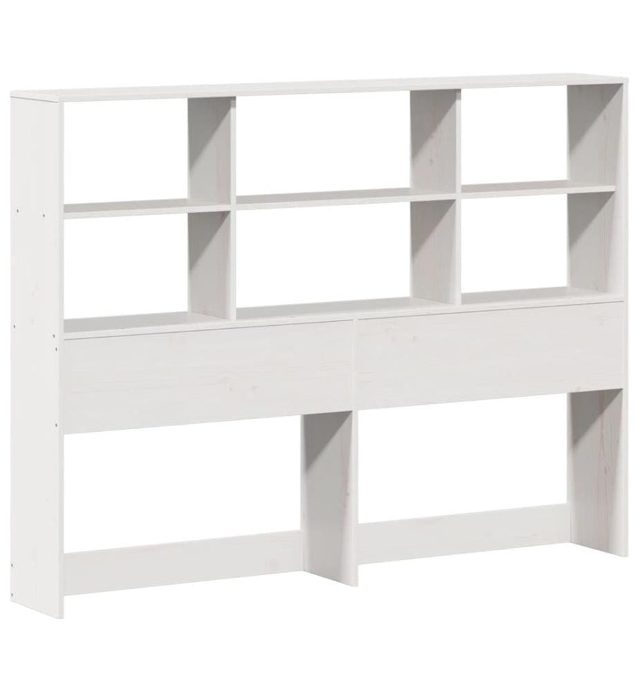 Tête de lit avec rangement blanc 140 cm bois massif de pin