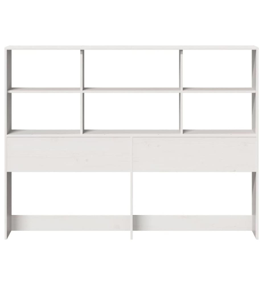 Tête de lit avec rangement blanc 140 cm bois massif de pin