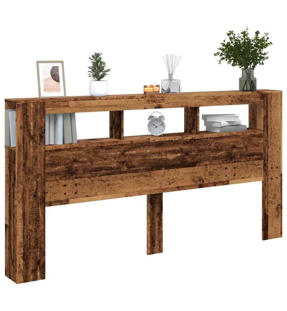 Tête de lit à LED vieux bois 200x18,5x103,5cm bois d'ingénierie