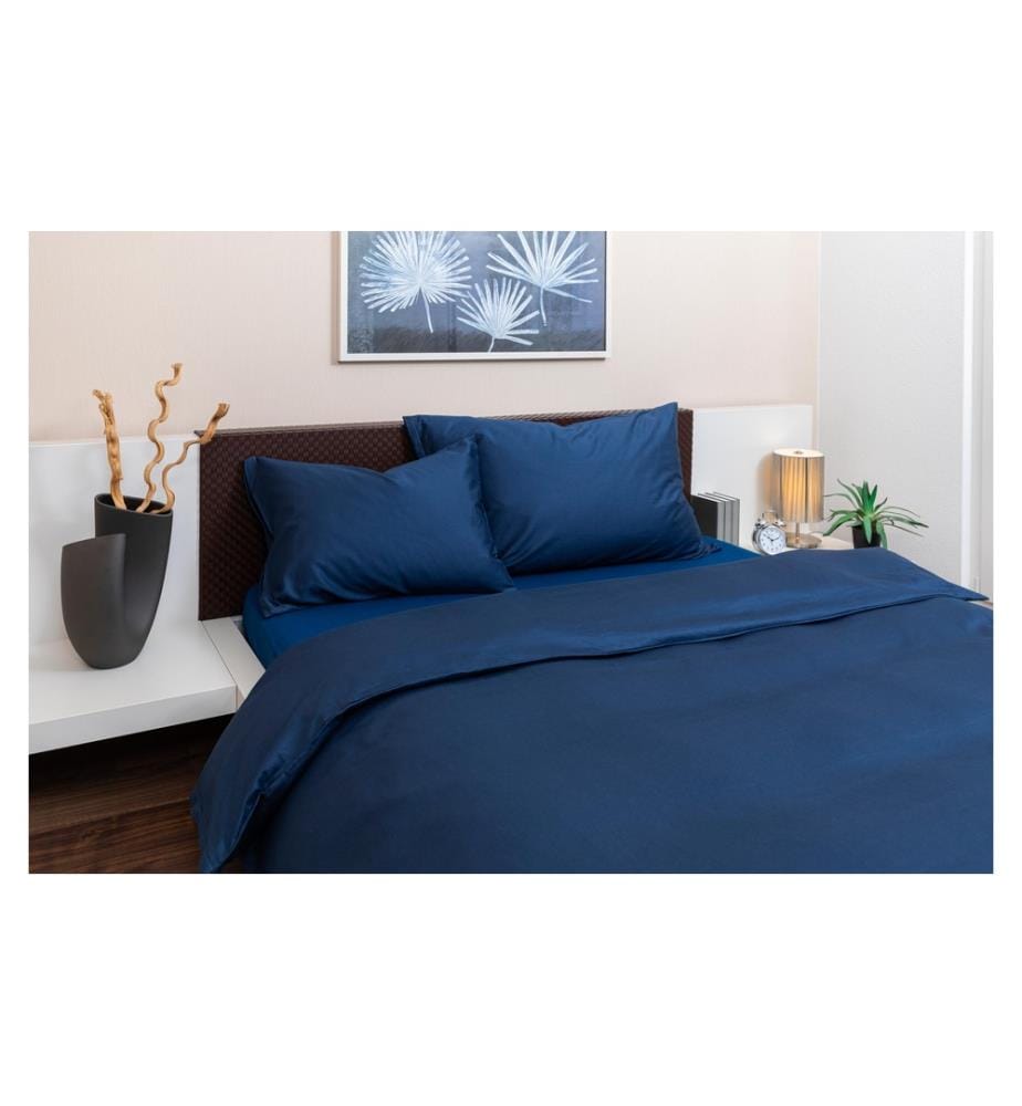 COCON - Duvetbezug Satin 160 x 210 cm, Marineblau