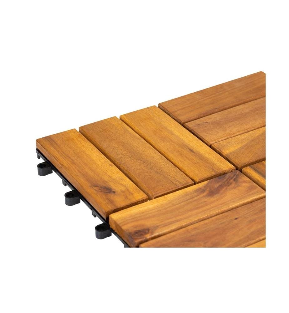 COCON - Dalles de balcon et de terrasse Acacia, 30 x 30 cm, 6 pièces