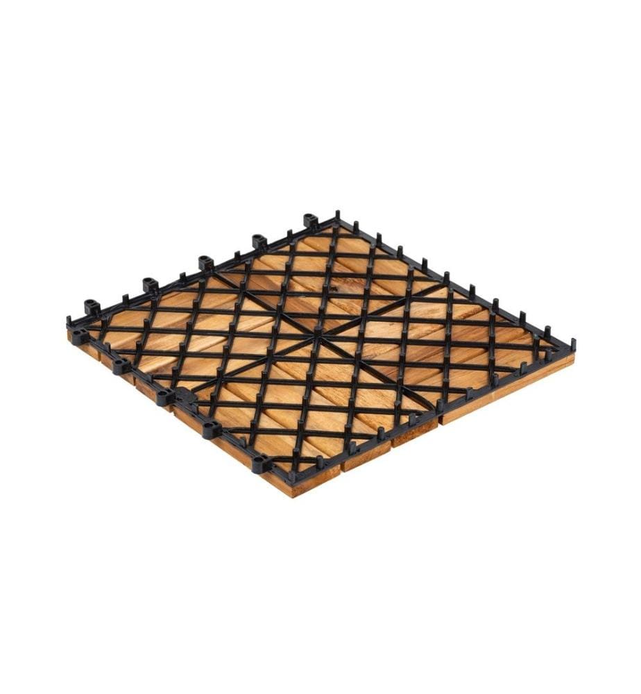 COCON - Dalles de balcon et de terrasse Acacia, 30 x 30 cm, 6 pièces