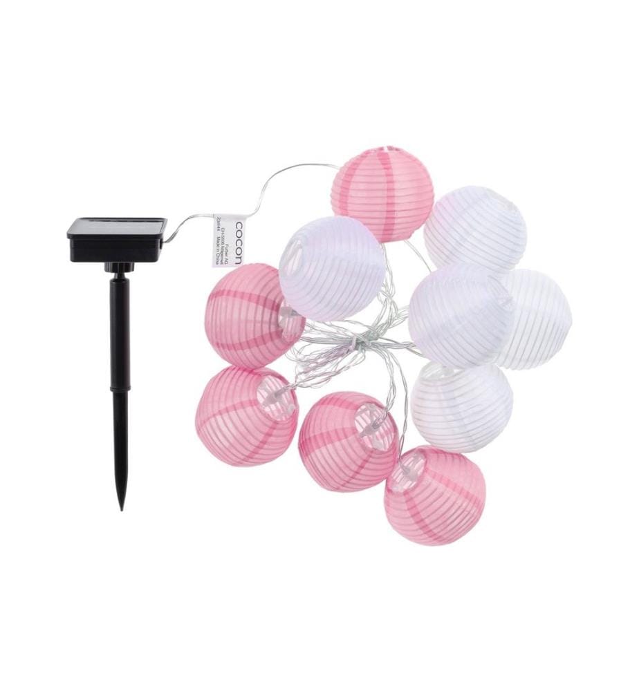 COCON - Lichterkette LED Solar, Pink/Weiss, 3.7 m