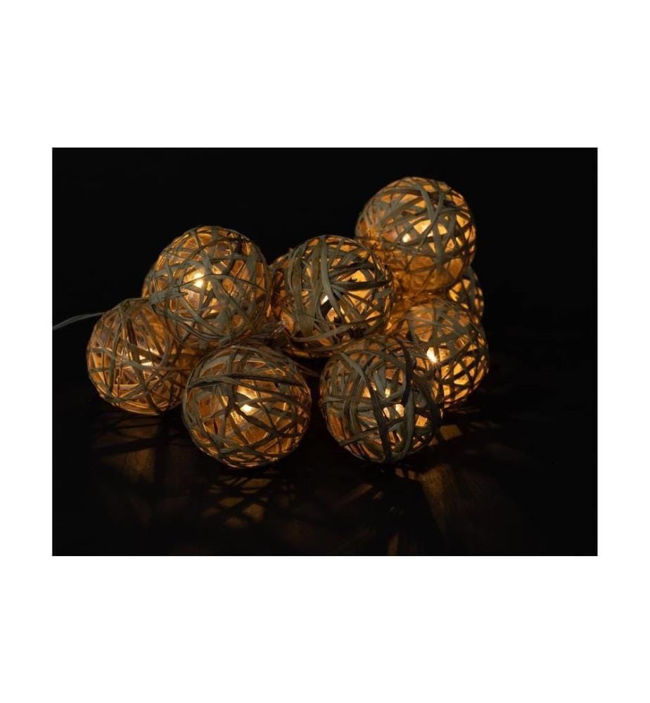 COCON - Lichterkette Stroh-Rattan, 175 cm