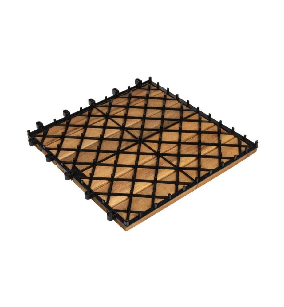 COCON - Dalles de balcon et de terrasse Acacia, 30 x 30 cm, 6 pièces