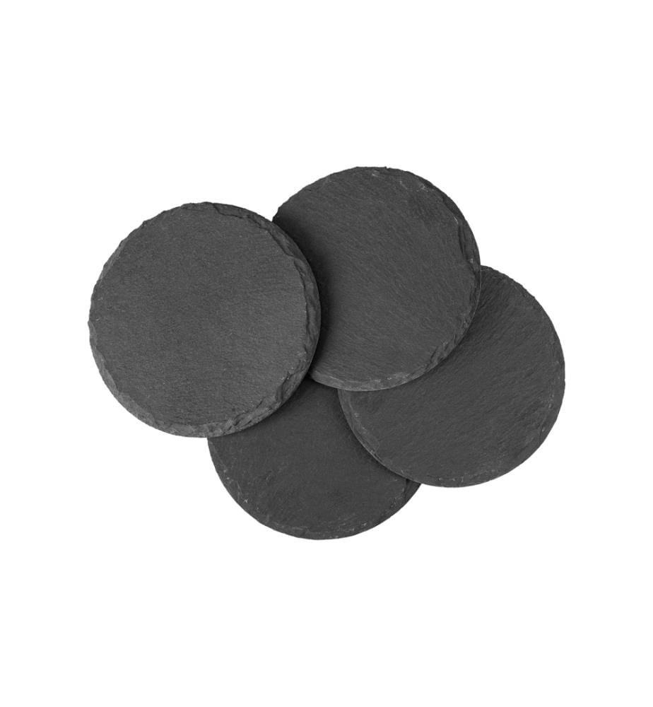 COCON - Kerzenuntersetzer Ø 10 cm, Schiefer, Schwarz, 4 Stück