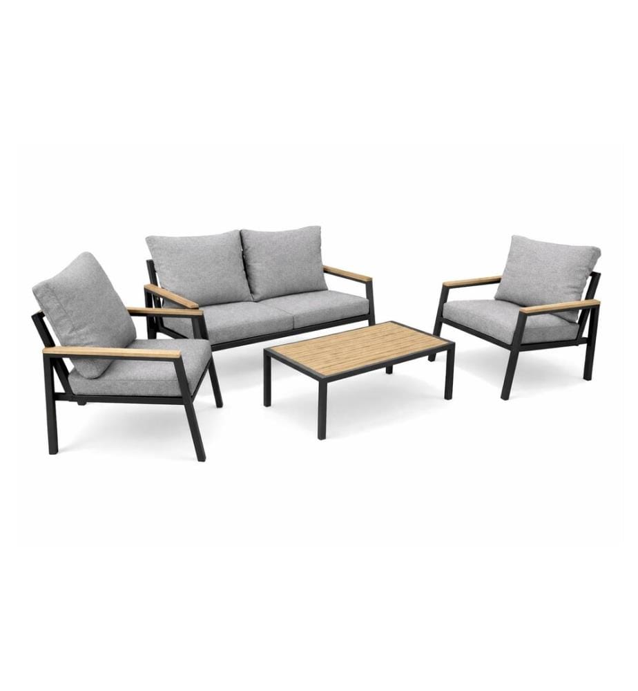 COCON - Mobilier lounge Caviano, Noir/Beige/Gris,  4 places assises