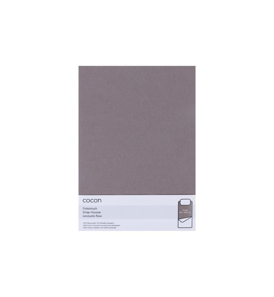 COCON Drap-housse Jersey 90-100 x 200 cm, Taupe