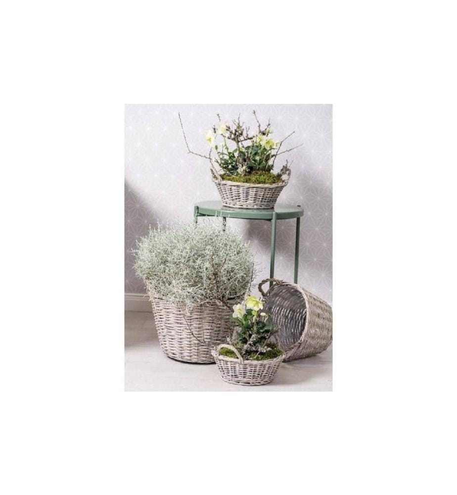 OPIFLOR - Panier en osier Hesse, 27 cm Gris