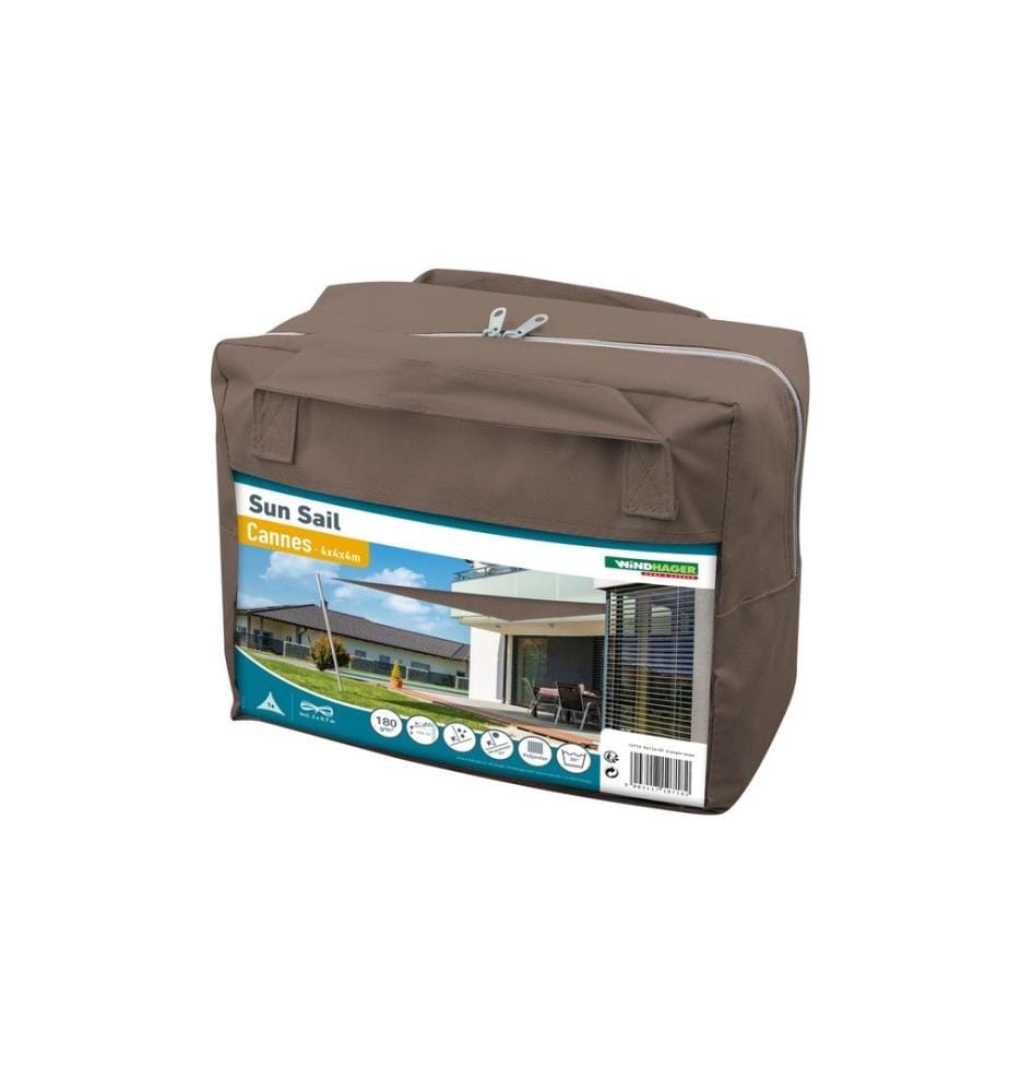 WINDHAGER - Sonnensegel Cannes, 4 m, Eckig, Taupe