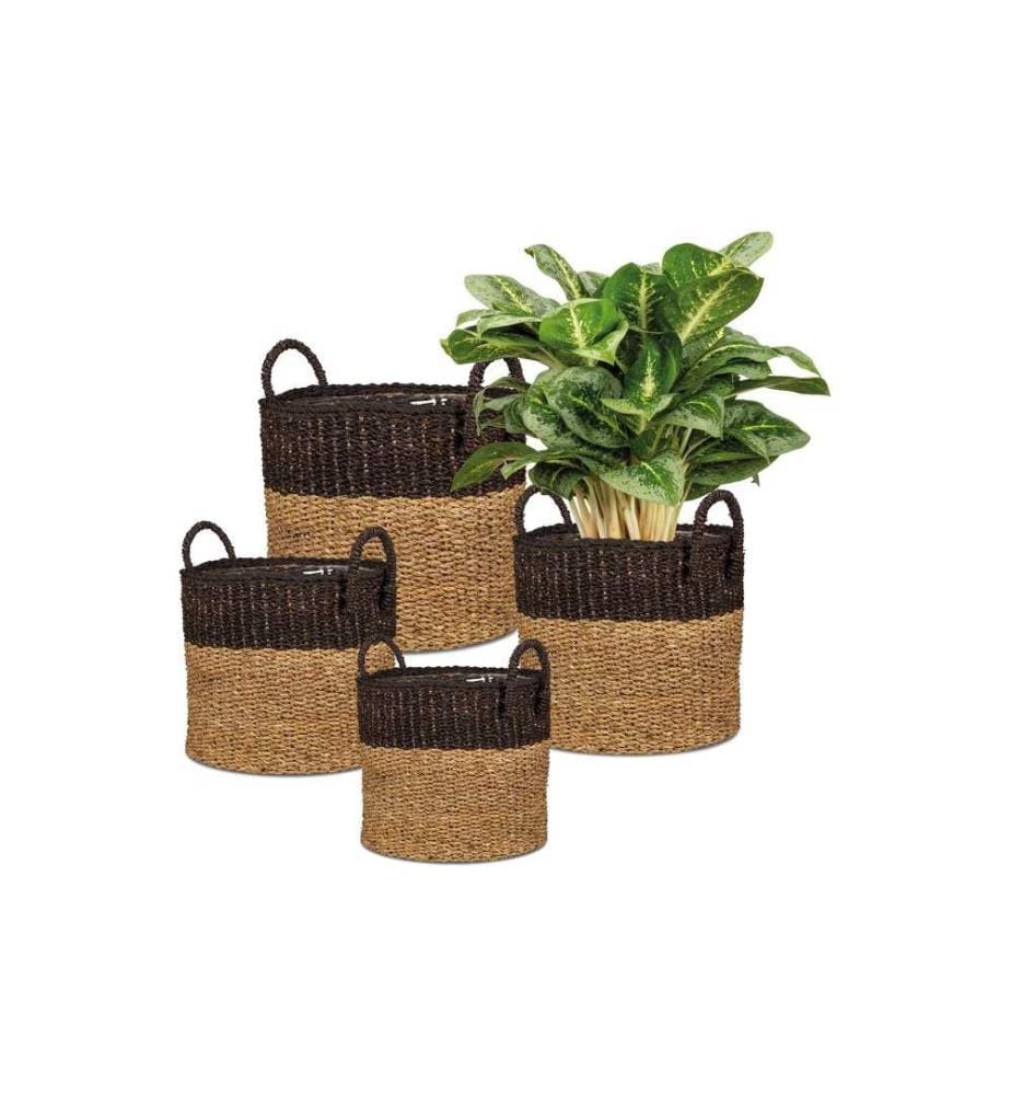 SCHEURICH - Pot de plantes avec poignées 28 x 24 cm, Nature/Noir