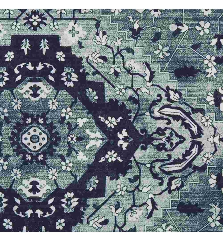 Tapis de Couloir en Polyester Gris Motif Oriental 80 x 200 cm Tapis Entrée Long avec Envers Antidérapant
