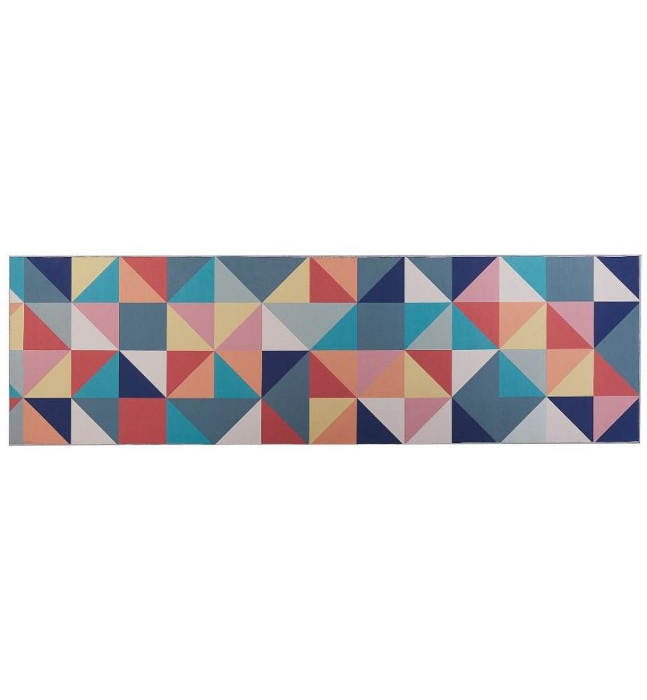 Tapis Multicolore en Polyester 60 x 200 cm Rectangulaire Dessous Anti-Dérapant Convient au Chauffage par le Sol Style Moderne