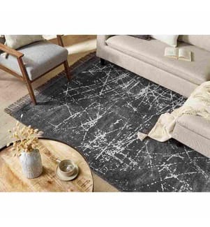 Tapis HANLI Gris foncé 160 x 230 cm Soie artificielle