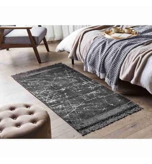 Tapis HANLI Gris foncé 80 x 150 cm Soie artificielle