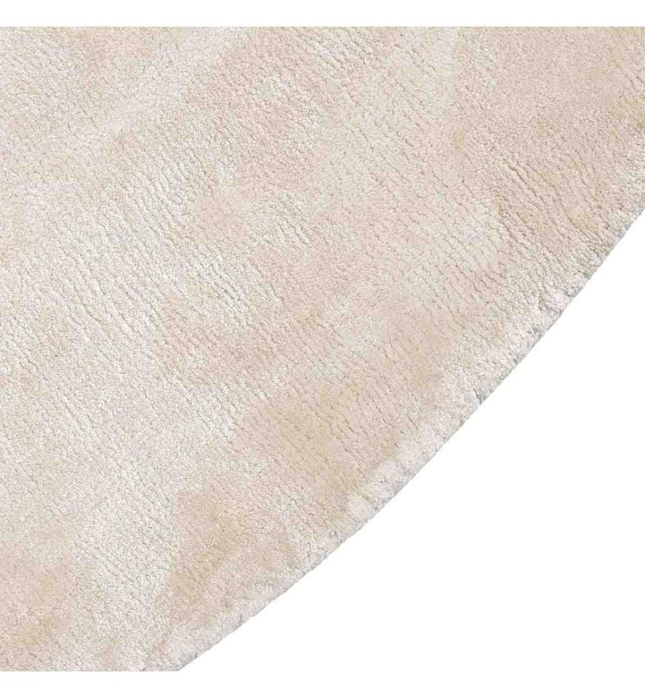 Teppich Hellbeige Viskose 140 cm Kurzflor Rund mit Baumwoll-Unterseite Modern Industrial Einfarbig Handgewebt Wohnzimmer Schlafzimmer
